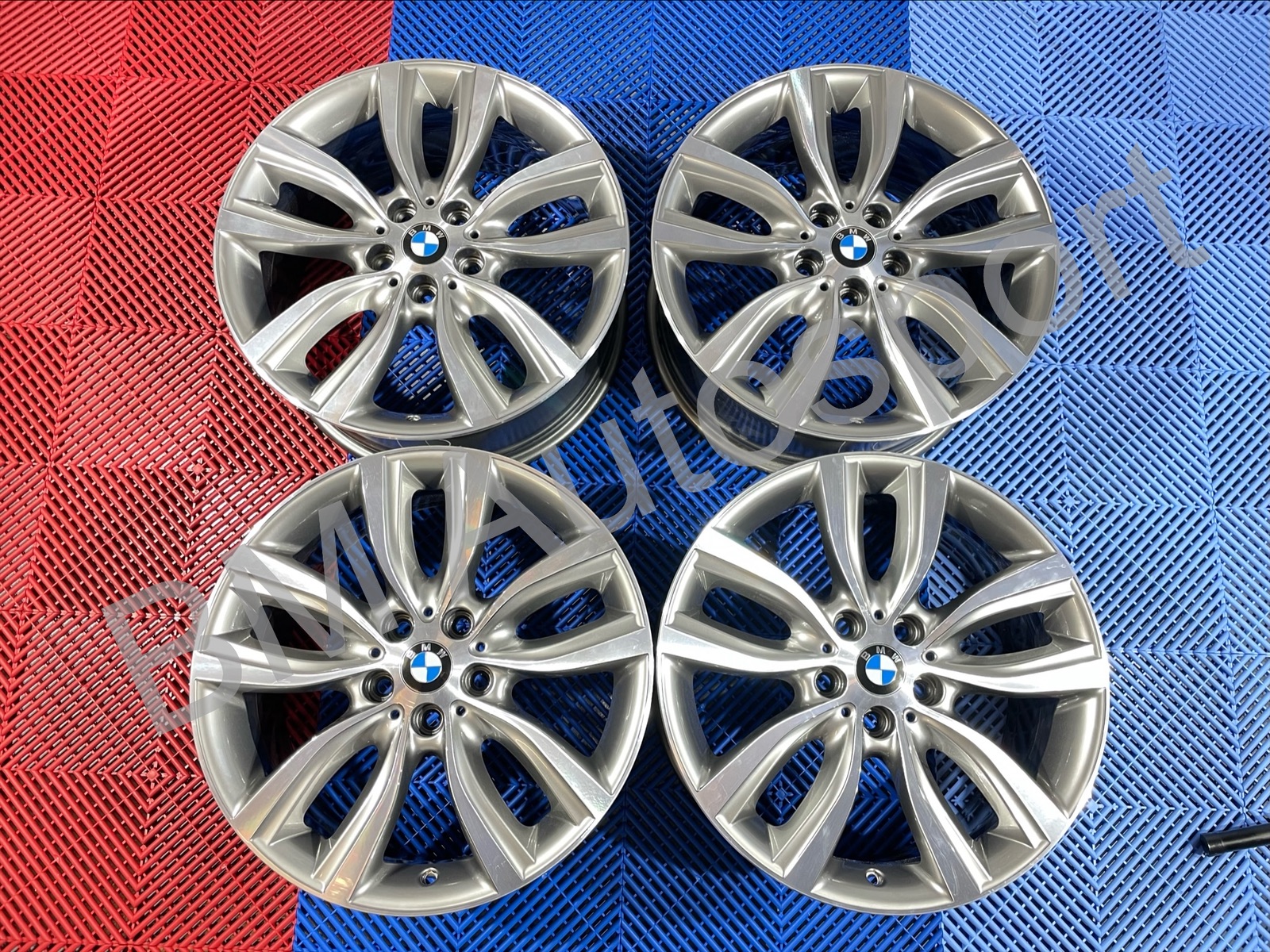 USED 18" GENUINE BMW STYLE 485 5 TWIN SPOKE ALLOY WHEELS,FULLY REFURBISHED IN GUNMETAL WITH POLISHED FACE